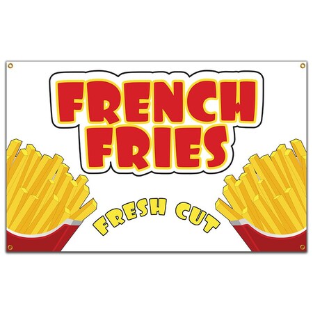 Signmission French Fries Banner Heavy Duty 13 Oz Vinyl with Grommets Single Sided B-60 French Fries